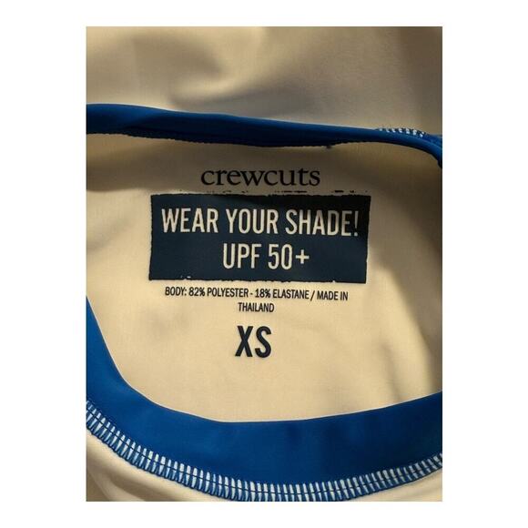 NEW Crewcuts Boys’ XS Blue & Ivory Kids' baseball rash guard with UPF 50+ NWT - Picture 2 of 3